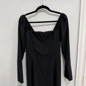 Abercrombie & Fitch Black Square-Neck Long Sleeve Dress
